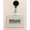 Picture of Cardholder / carrying case rigid plastic with lock clear (horizontal / landscape) with a black badge reel, strap clip. 60270126+60270176